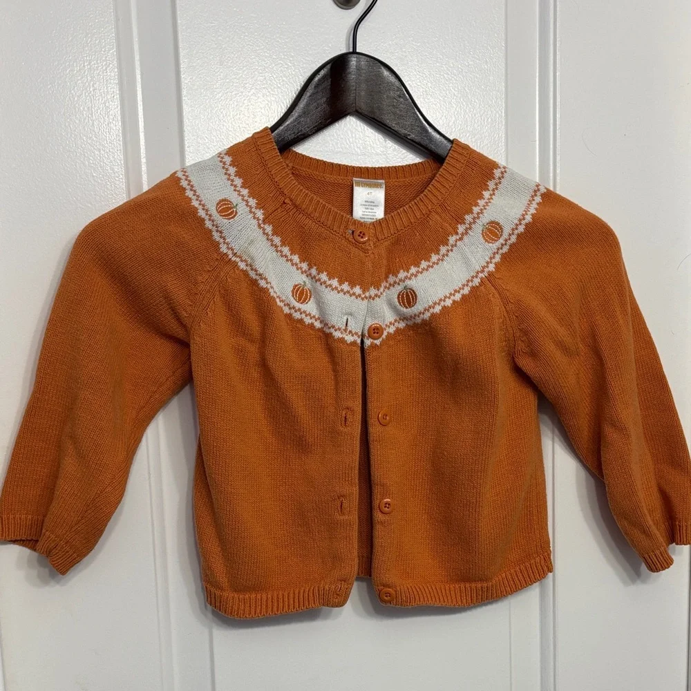 Gymboree Kids Orange Pumpkin Cardigan Sweater